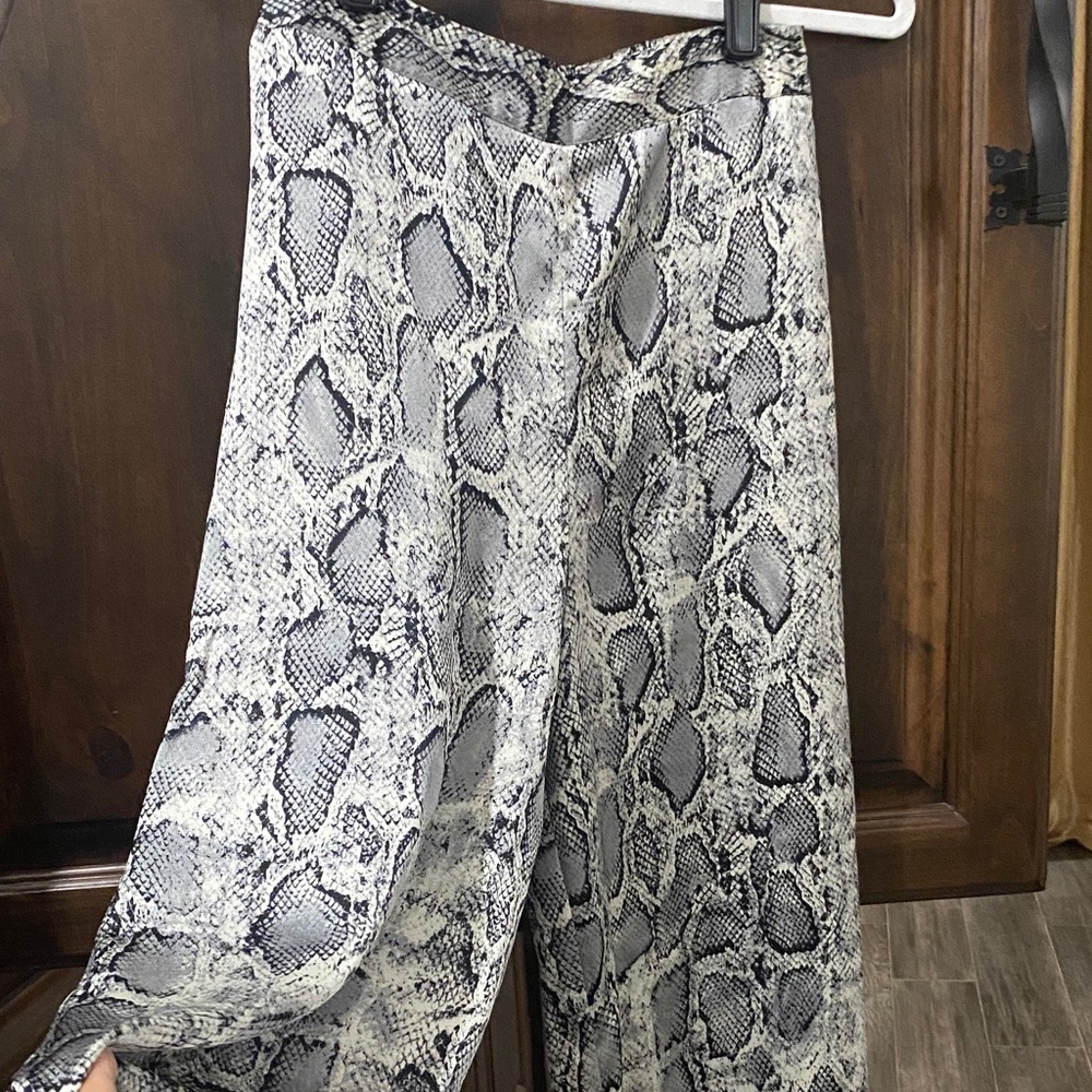 TCEC Snake Print Wide Leg Pants